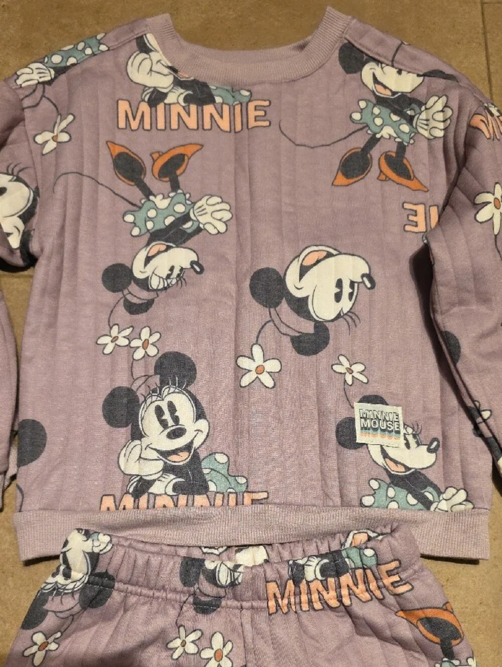 Disney Girls' Lavender Minnie Mouse Pajama Set